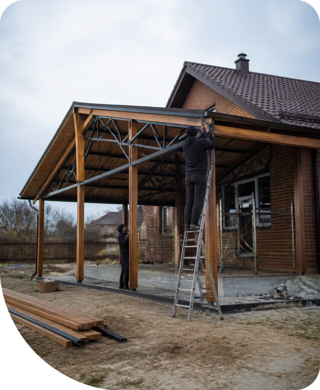Пристройка навеса к дому и участку в Крымске под ключ